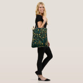 Groen lederen patroon tote bag (Op model)
