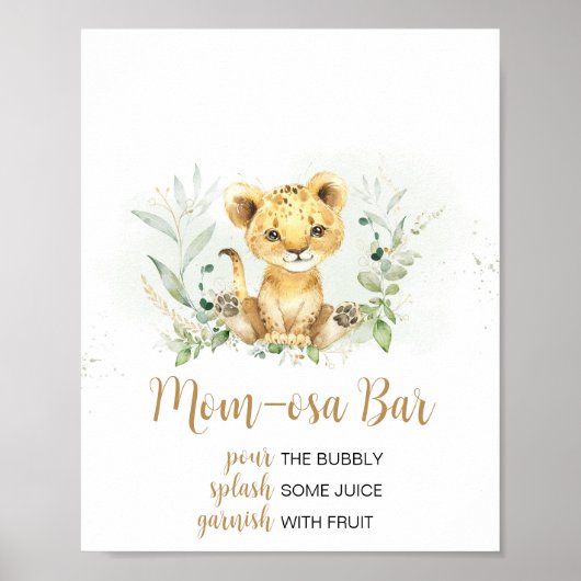 Groen Leeuw Baby shower Moeder Osa Bar Poster (Voorkant)