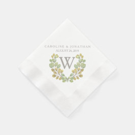 Groen lef eenvoud monogram Wreath Napkins Servetten