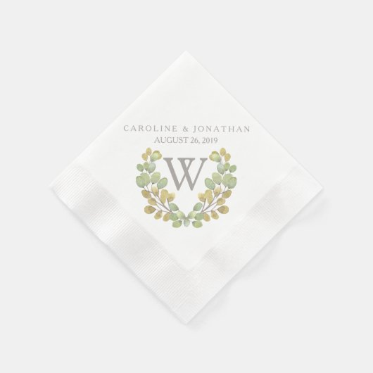 Groen lef eenvoud monogram Wreath Napkins Servetten (Hoek)