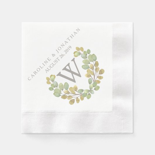 Groen lef eenvoud monogram Wreath Napkins Servetten (Voorkant)