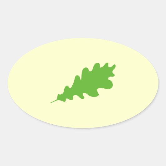 Groen lef, eikenblad design. ovale sticker (Voorkant)