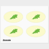 Groen lef, eikenblad design. ovale sticker (Vel)
