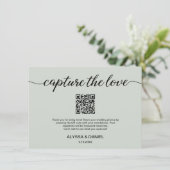 Groen Leg de liefde QR code bruiloft foto share va Informatiekaartje (Staand voorkant)