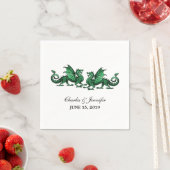 Groen legant Dragons Wedding Paper Napkins Servetten (Insitu)