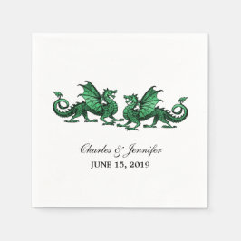 Groen legant Dragons Wedding Paper Napkins Servetten