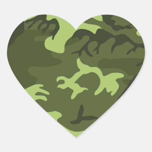 Groen leger camouflage ontwerp hart sticker (Voorkant)