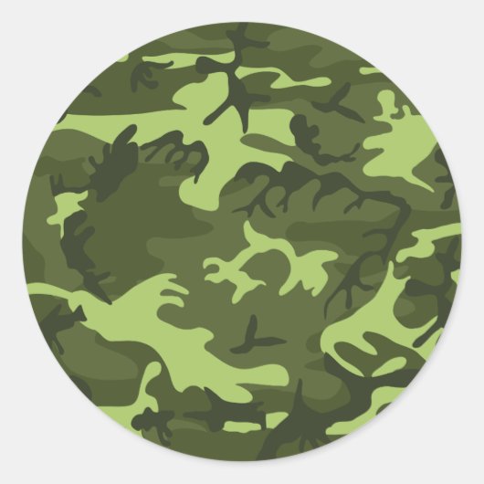 Groen leger camouflage ontwerp ronde sticker (Voorkant)