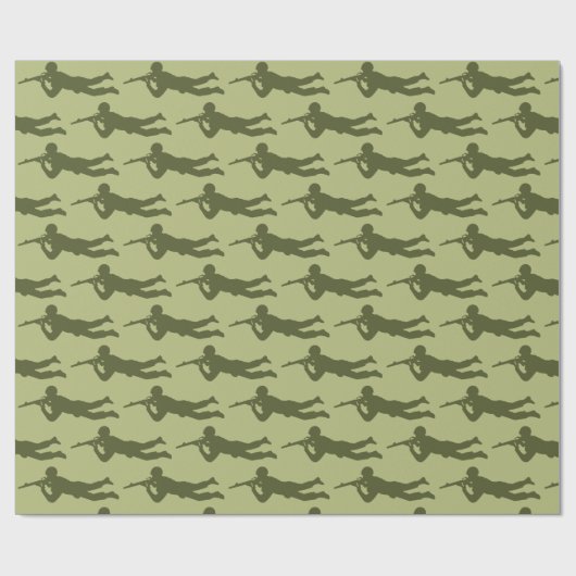 Groen Leger Man Sniper Pose Cadeaupapier (Vlak)