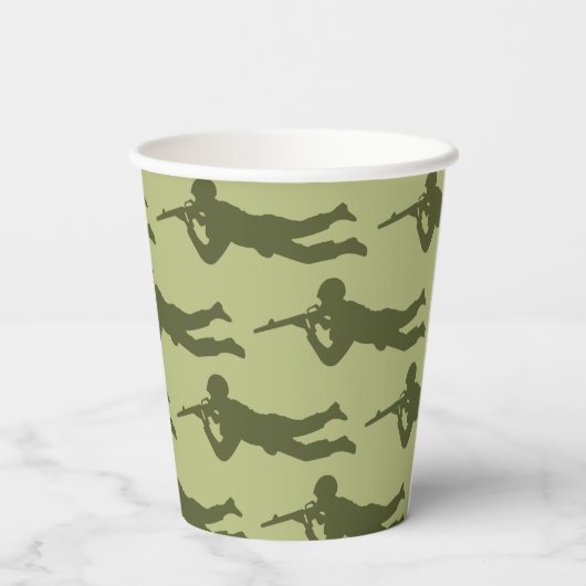 Groen Leger Man Sniper Pose Papieren Bekers (Achterkant)