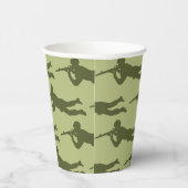 Groen Leger Man Sniper Pose Papieren Bekers (Rechts)
