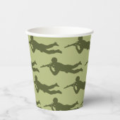 Groen Leger Man Sniper Pose Papieren Bekers (Voorkant)