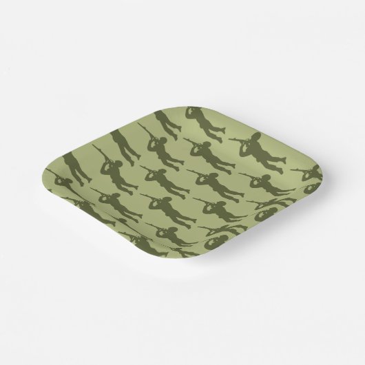 Groen Leger Man Sniper Pose Papieren Bordje (Gebogen)