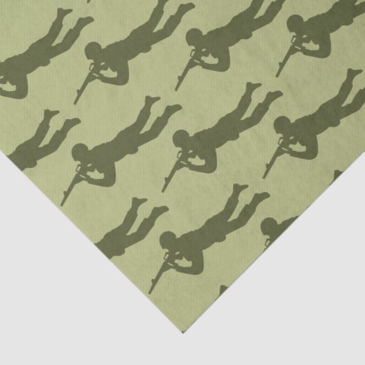 Groen Leger Man Sniper Pose Tissuepapier (Detail)