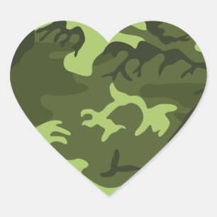 Groen legercamouflage hart sticker