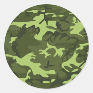 Groen legercamouflage ronde sticker
