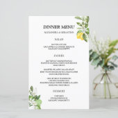 Groen Lemonie Bruiloft Diner Menu (Staand voorkant)