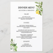 Groen Lemonie Bruiloft Diner Menu (Voorkant)