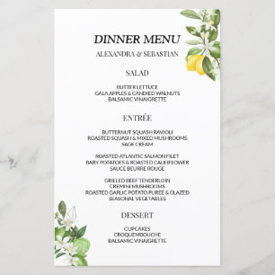 Groen Lemonie Bruiloft Diner Menu