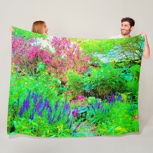 Groen Lenteguin Landschap met volken Fleece Deken (In situ)