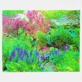 Groen Lenteguin Landschap met volken Fleece Deken (Voorkant (Horizontaal))