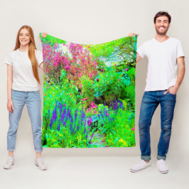 Groen Lenteguin Landschap met volken Fleece Deken