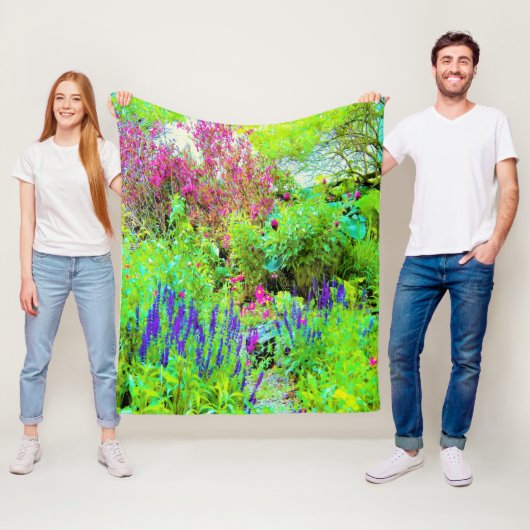 Groen Lenteguin Landschap met volken Fleece Deken (In situ)