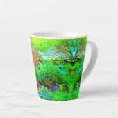 Groen Lenteguin Landschap met volken Latte Mok (Rechterhoek)