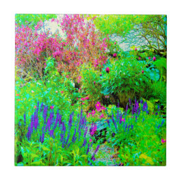 Groen Lenteguin Landschap met volken Tegeltje