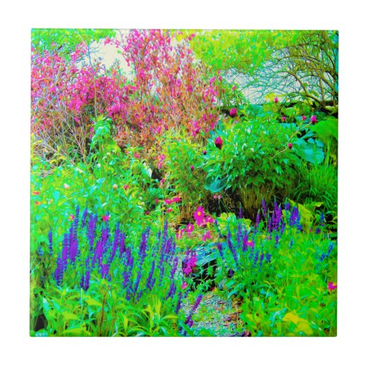 Groen Lenteguin Landschap met volken Tegeltje (Voorkant)