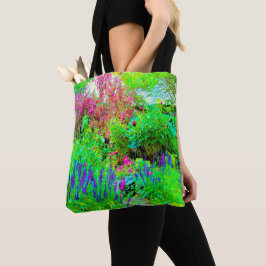 Groen Lenteguin Landschap met volken Tote Bag