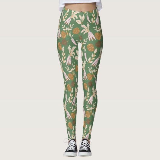 Groen lentepatroon leggings (Voorkant)