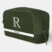 Groen Leren Textuur Trim Wit Monogram Naam Toilettasje (Rechterhoek)