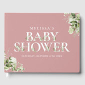 Groen Letter Stoffig Roos Roze Baby shower Gastenboek (Voorkant)