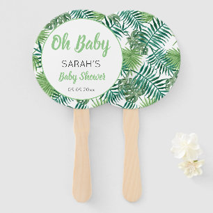 Groen Leuk Tropisch Blad Baby shower Handwaaier