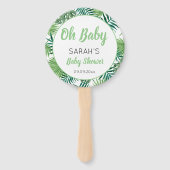 Groen Leuk Tropisch Blad Baby shower Handwaaier (Voorkant)