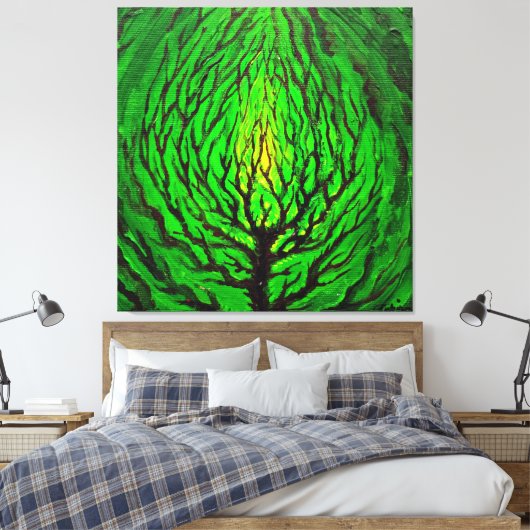 Groen leven canvas afdruk (Insitu (Slaapkamer))
