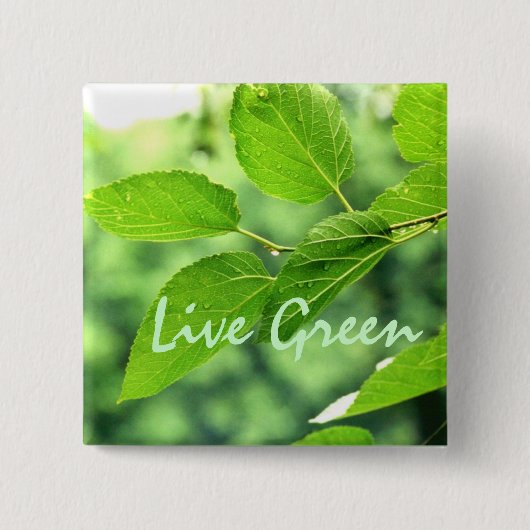 'Groen Leven' Knop Vierkante Button 5,1 Cm (Voorkant)