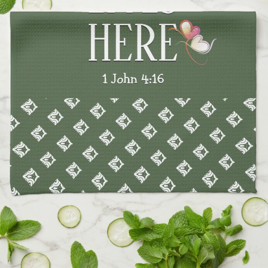 Groen | LEVENDE LEVENS HIER | Stijlvol  Theedoek (Gevouwen)