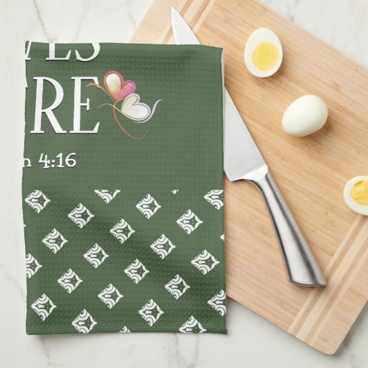 Groen | LEVENDE LEVENS HIER | Stijlvol  Theedoek (Quarter Fold)