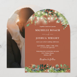 Groen licht Arch Terracotta foto bruiloft Kaart