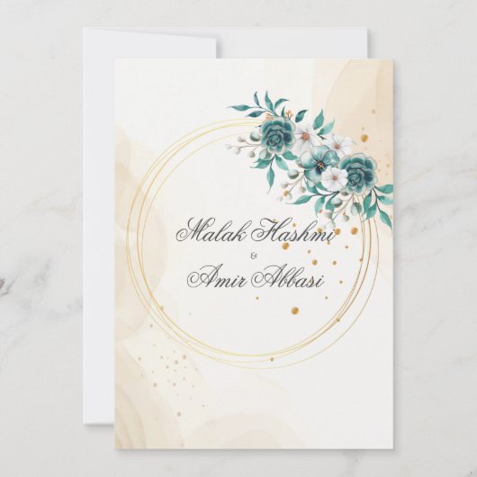 Groen licht Bloemen, blad Islamitische Moslim Brui Kaart (Achterkant)