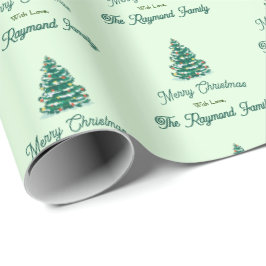 Groen licht Kerstboom Cadeaupapier
