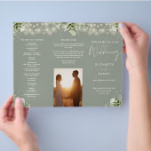 Groen Licht Salie Groen Driehoekig Huwelijksprogra Flyer (Hand)