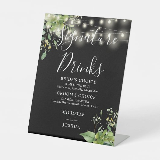 Groen licht zwart-wit handtekening Drinken Reclamebord Met Voetstuk (Voorkant)