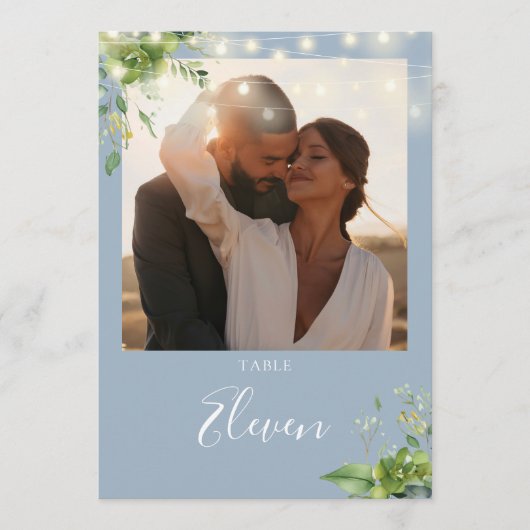 Groen Lichten Foto Dusty Blauw Tafelnummer (Voorkant)