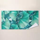 Groen lichtpatroon van biloba badhanddoek (Badhanddoek)