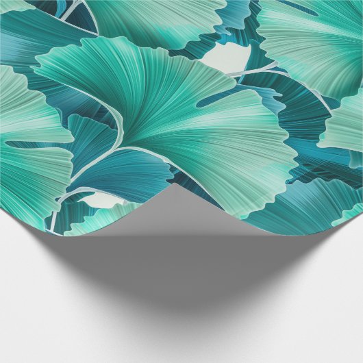 Groen lichtpatroon van biloba cadeaupapier (Hoek)