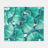 Groen lichtpatroon van biloba fleece deken (Voorkant (Horizontaal))