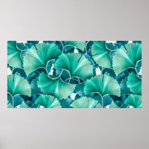 Groen lichtpatroon van biloba poster